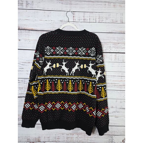 Tipsy Elves Men's Ugly Christmas Sweater Reindeer Beer Steins Fair Isle Large - Picture 2 of 5